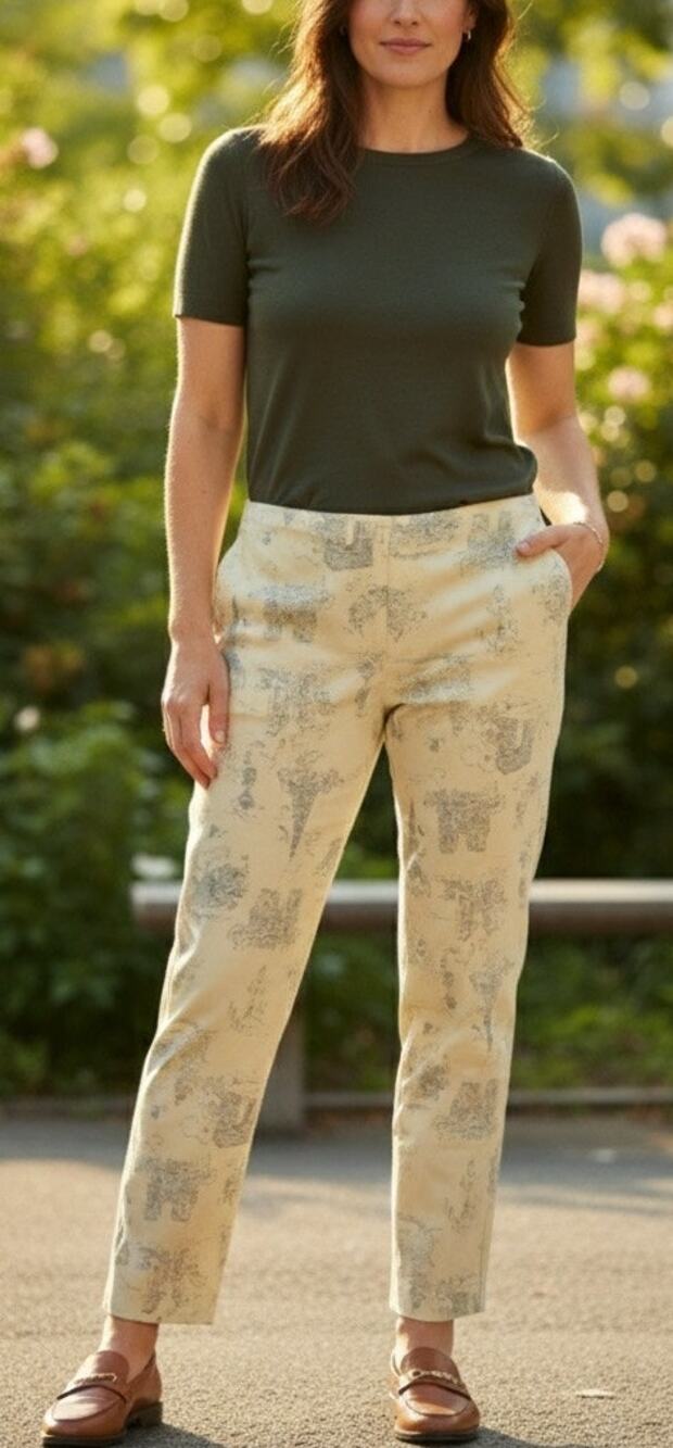 Ducks in a Row French Toile Low Waist Tapered Ankle Pants